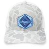 Sneaux and white slate trucker hat with a detailed acrylic blue marlin patch on the front. Features a breathable mesh back and an adjustable snapback closure. The curved bill provides shade, making it perfect for fishing, boating, and coastal adventures