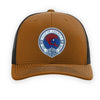 Front view of a Caramel and Black Richardson 112 Gulf of America Hat.