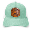 Sea Foam Lost Hat Co. Slate hat with Sun’s Out Guts Out leather patch – low-profile dad bod hat for outdoors